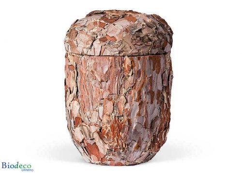 Biologisch afbreekbare Pijnboomschors-urn, handmatig afgewerkt met de schors van de pijnboom, voor een asbijzetting in de aarde
